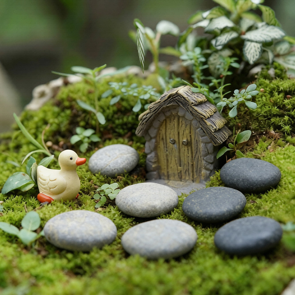 10pcs Natural Mini Pebbles Stepping Stones for Fairy Garden Terrarium Path Decor