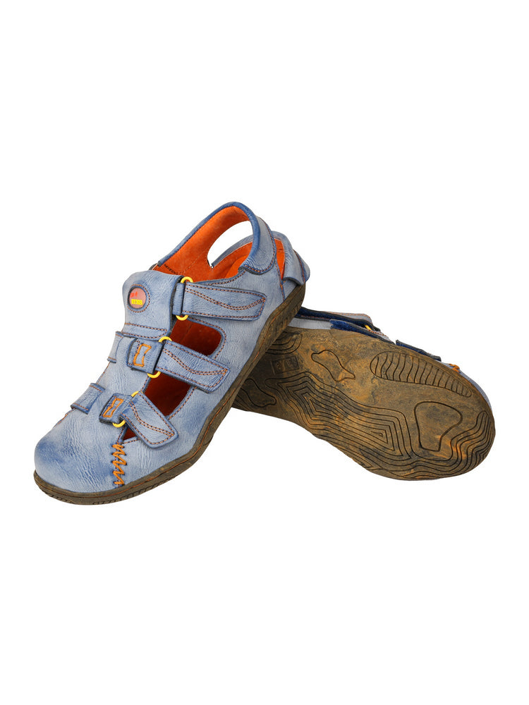 TMA EYES Women's Leather Sandals   Closed-Toe Hook & Loop Summer Comfort