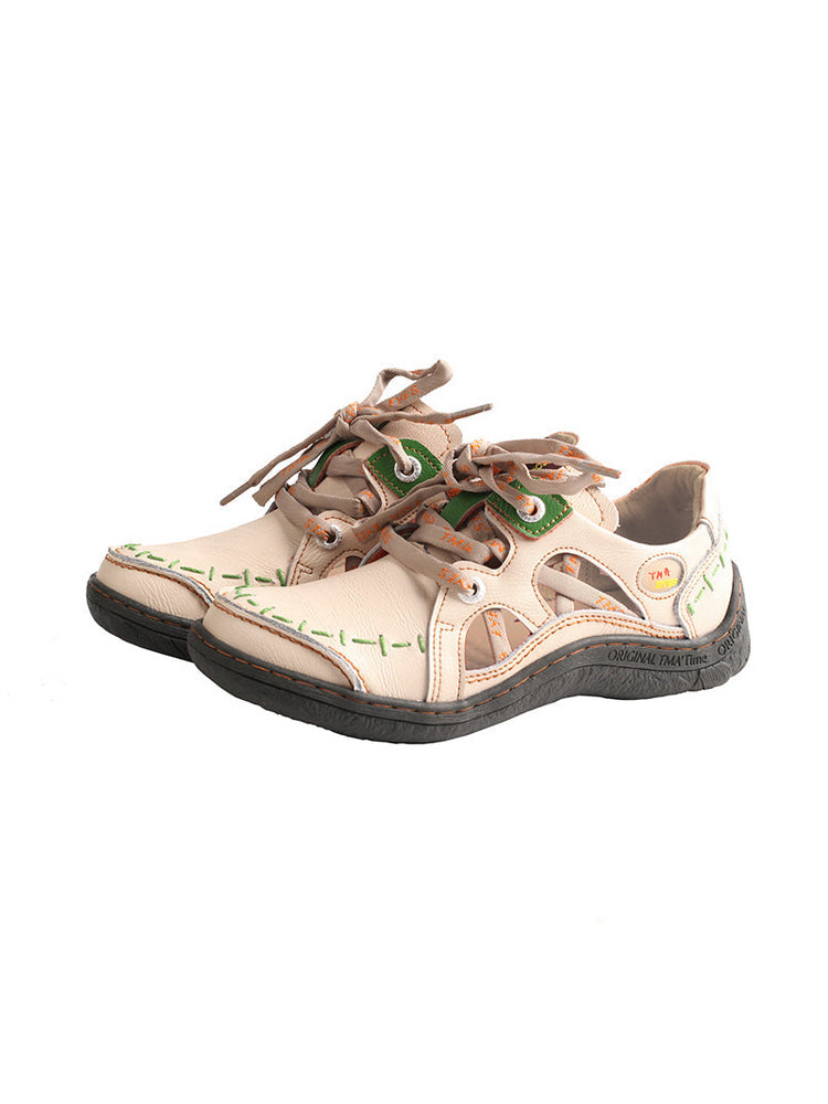 TMA EYES Hand-Stitched Casual Sneakers  Side Hollow Design Women's