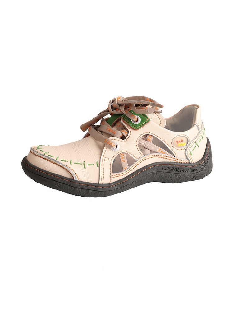 TMA EYES Hand-Stitched Casual Sneakers  Side Hollow Design Women's