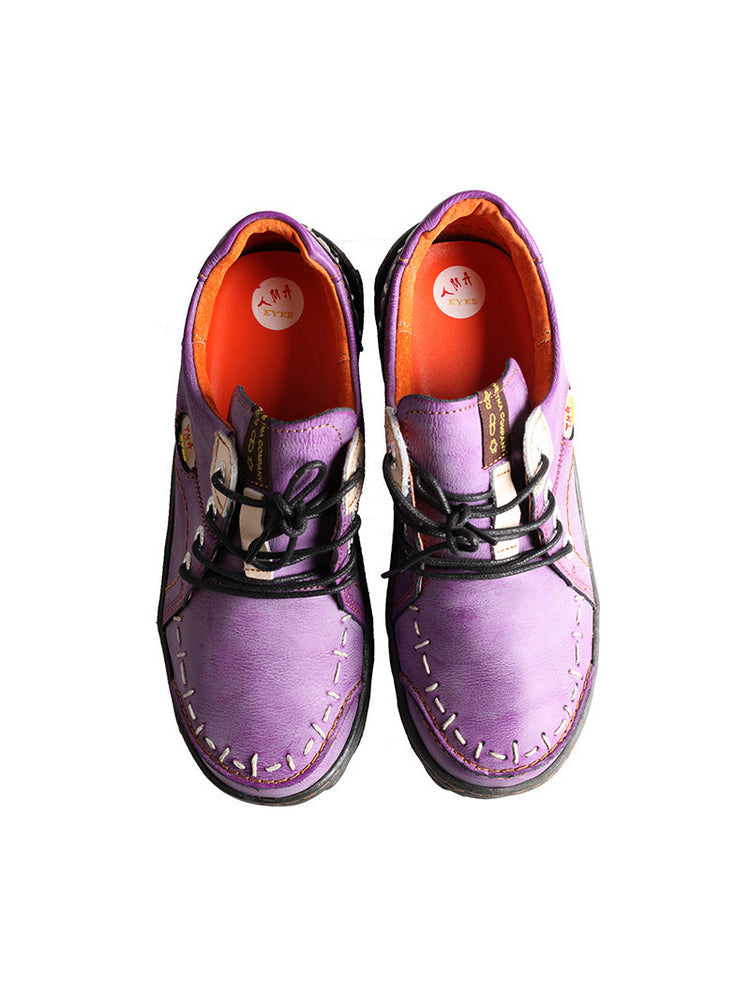 TMA EYES Women's Leather Sneakers Hand Stitched Comfort Casual Footwear