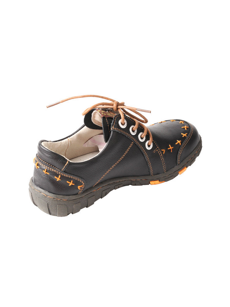 TMA EYES Hand-Stitched Top-Grain Leather Casual Sneakers Women's