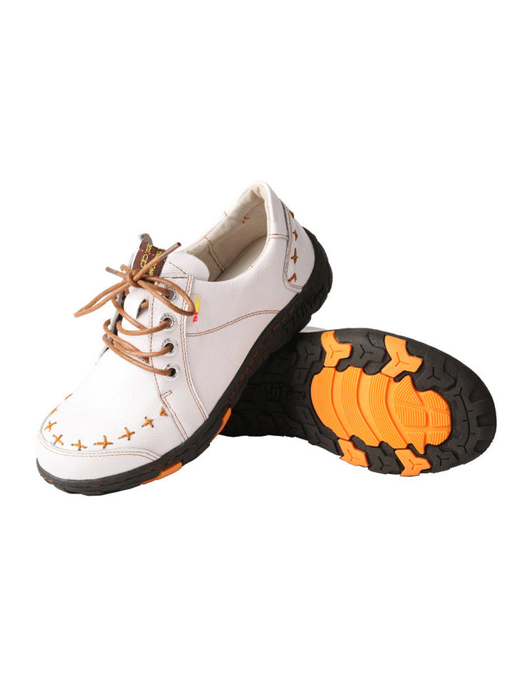 TMA EYES Hand-Stitched Top-Grain Leather Casual Sneakers Women's