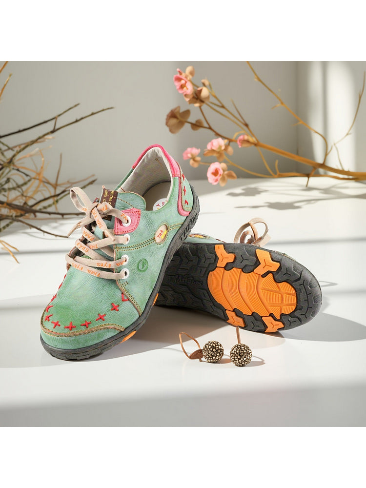 TMA EYES Handcrafted Leather Sneakers | Vintage Rub-Off Casual Women's Shoe
