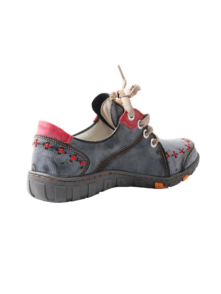 TMA EYES Handcrafted Leather Sneakers | Vintage Rub-Off Casual Women's Shoe