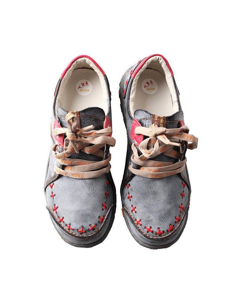 TMA EYES Handcrafted Leather Sneakers | Vintage Rub-Off Casual Women's Shoe