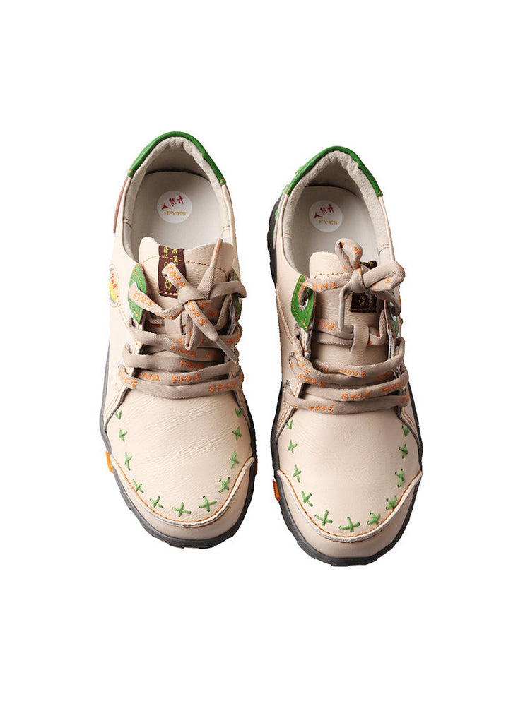 TMA EYES Handcrafted Leather Sneakers | Vintage Rub-Off Casual Women's Shoe