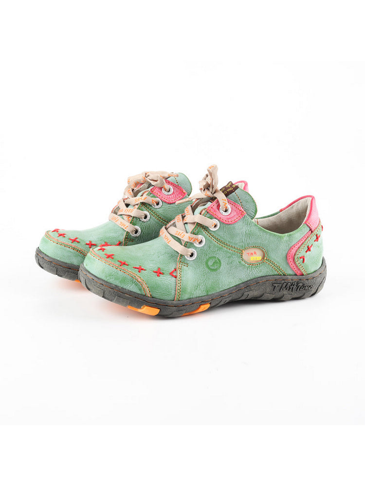 TMA EYES Handcrafted Leather Sneakers | Vintage Rub-Off Casual Women's Shoe