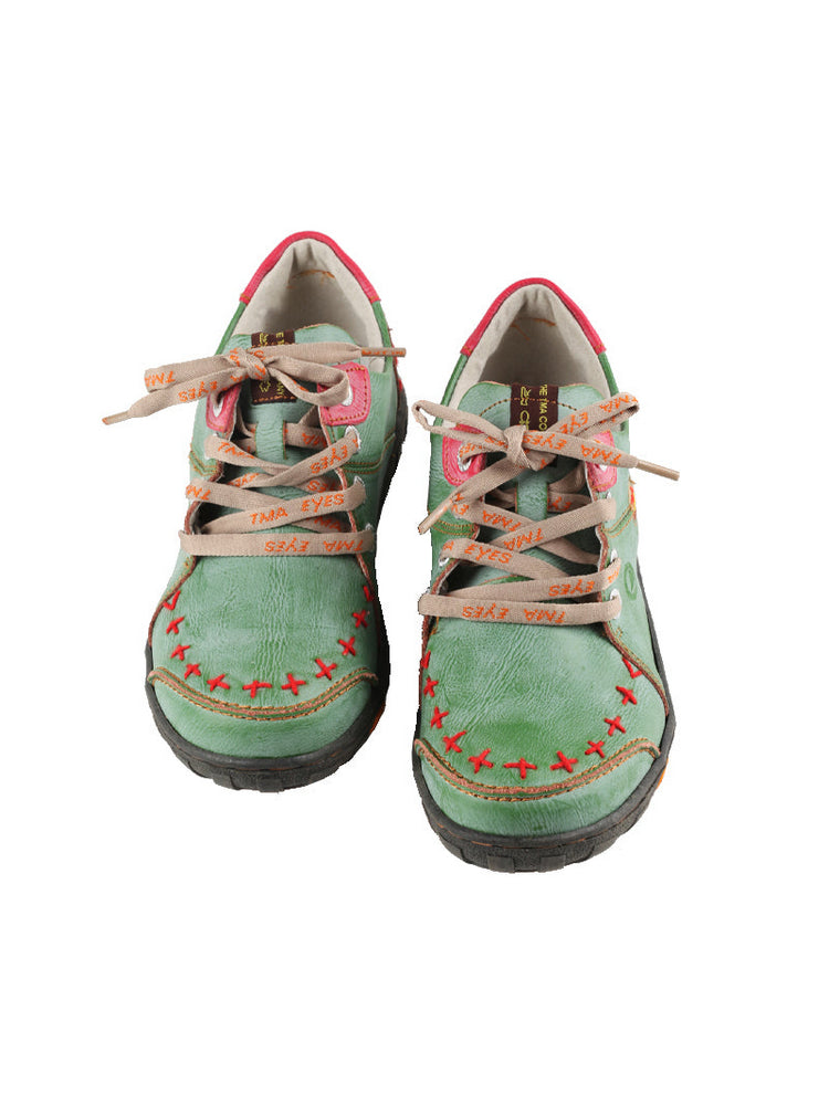 TMA EYES Handcrafted Leather Sneakers | Vintage Rub-Off Casual Women's Shoe