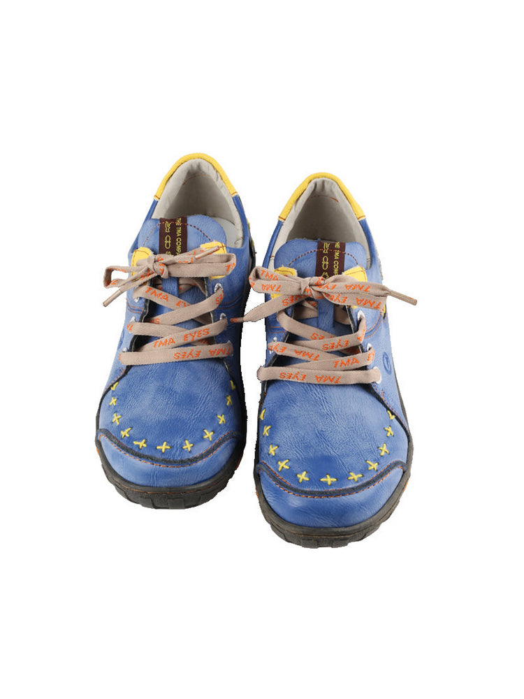 TMA EYES Handcrafted Leather Sneakers | Vintage Rub-Off Casual Women's Shoe