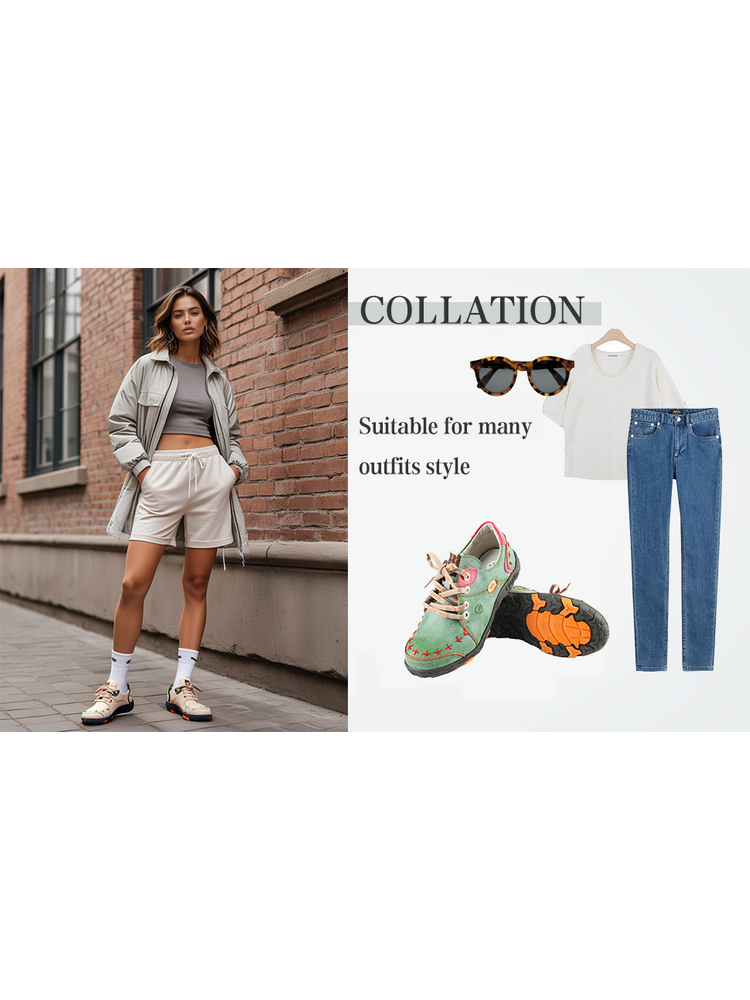 TMA EYES Handcrafted Leather Sneakers | Vintage Rub-Off Casual Women's Shoe