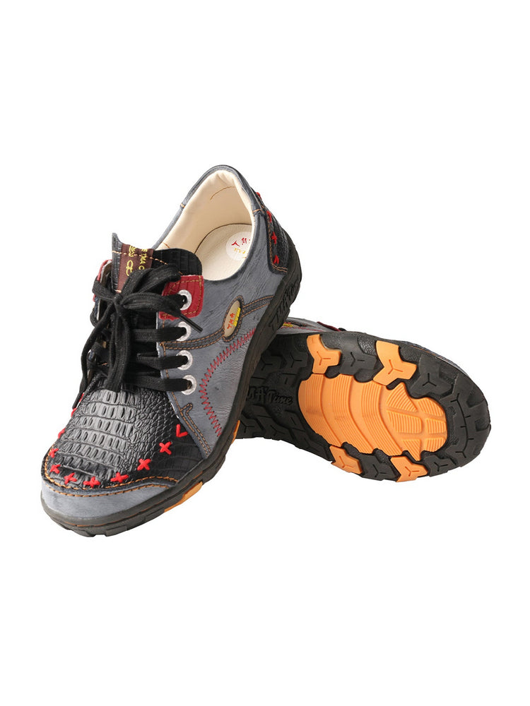 TMA EYES Vintage Flats  Crocodile Embossed PU Leather Slip-On Non-Slip Sole