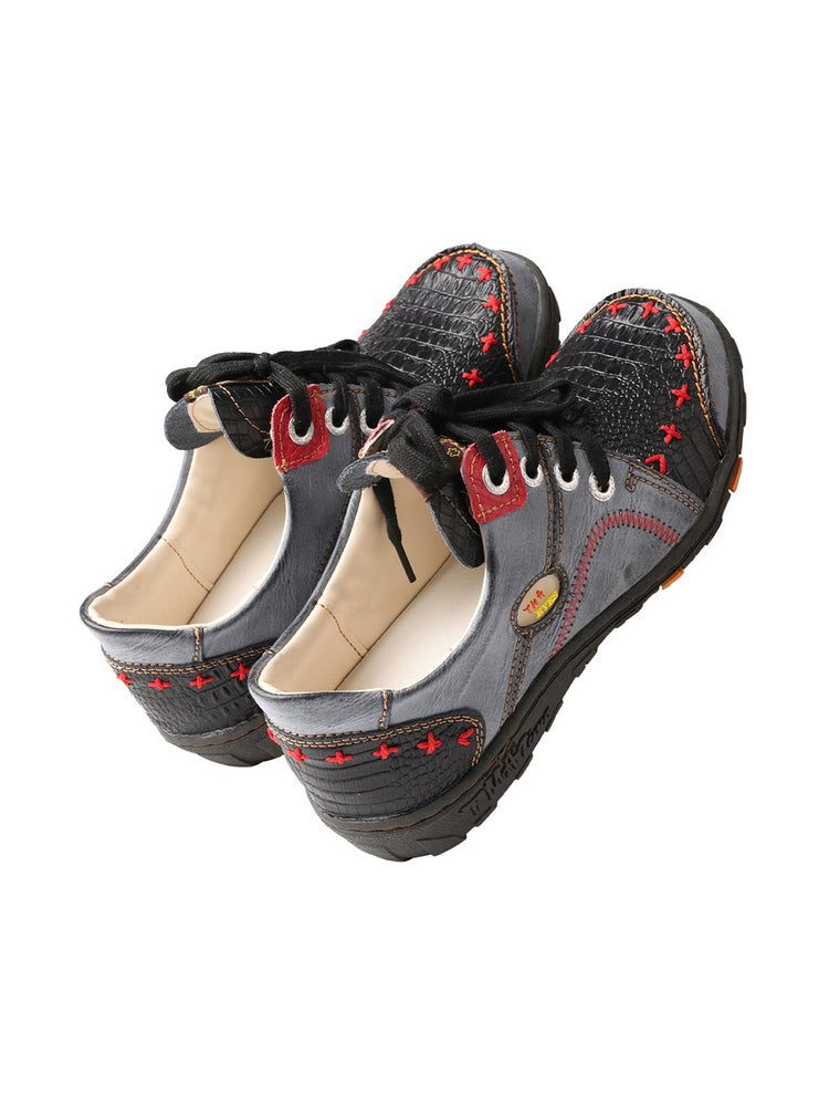 TMA EYES Vintage Flats  Crocodile Embossed PU Leather Slip-On Non-Slip Sole