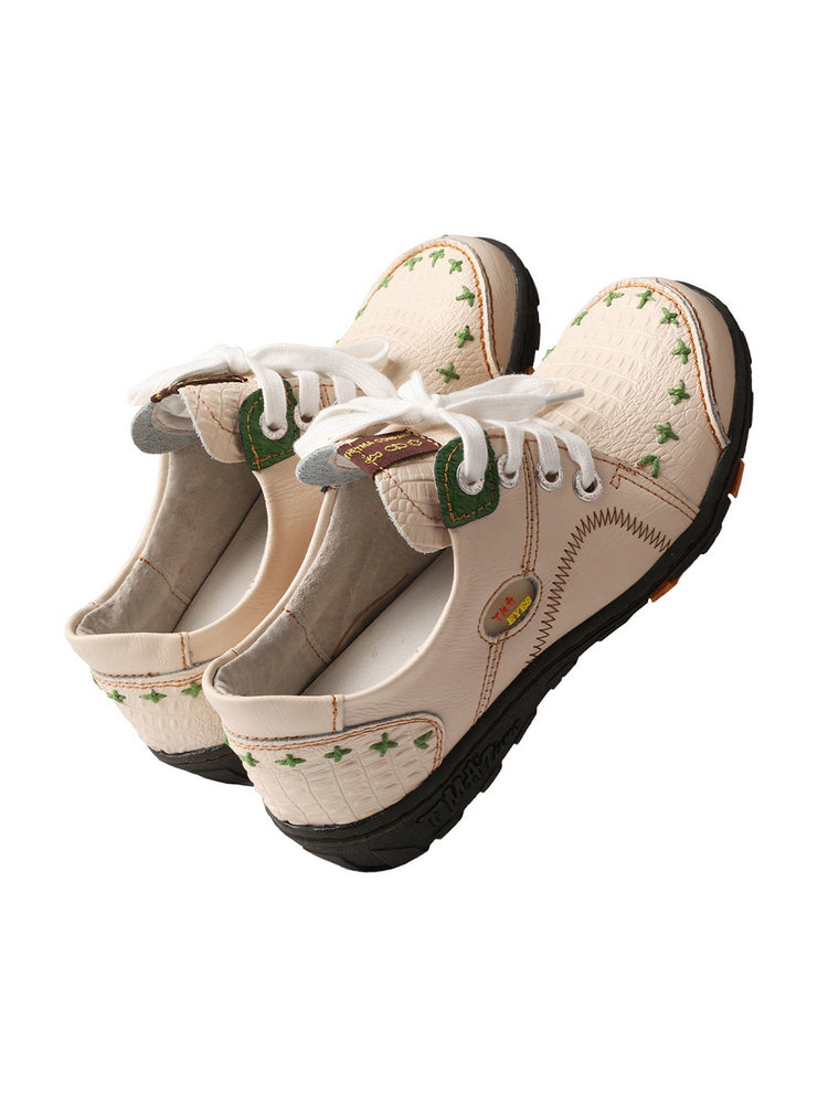 TMA EYES Vintage Flats  Crocodile Embossed PU Leather Slip-On Non-Slip Sole