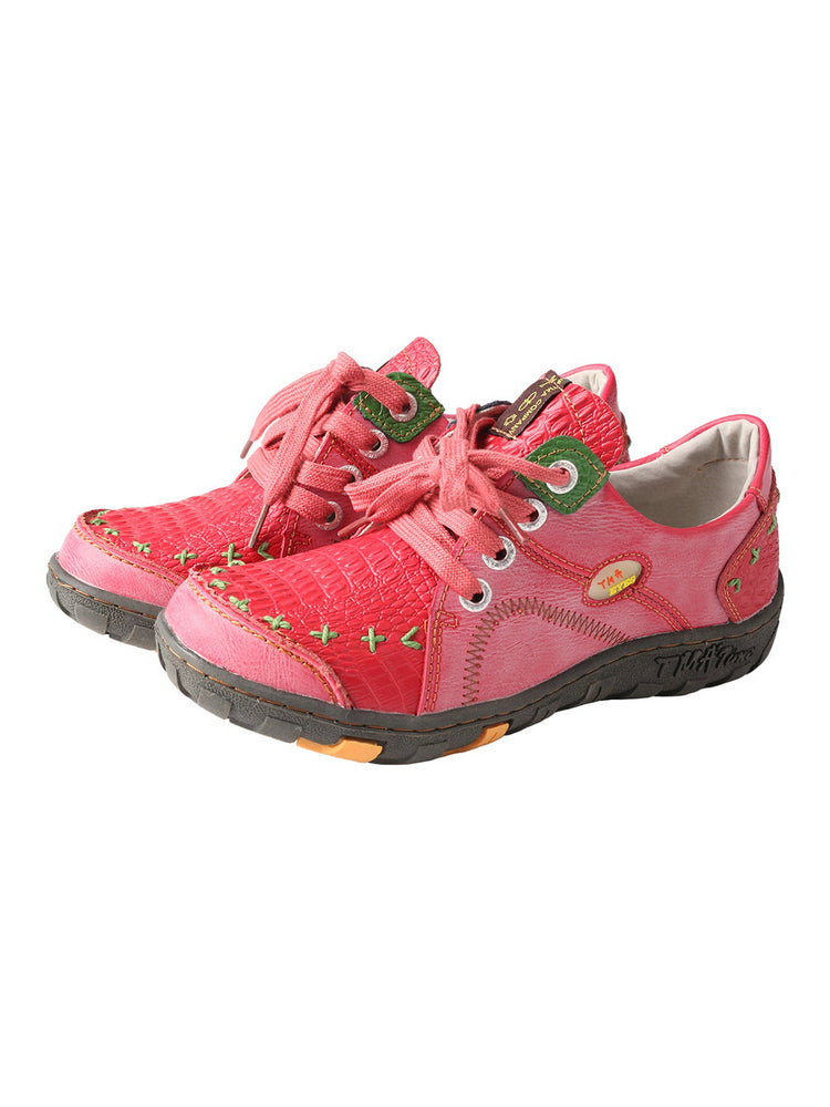 TMA EYES Vintage Flats  Crocodile Embossed PU Leather Slip-On Non-Slip Sole