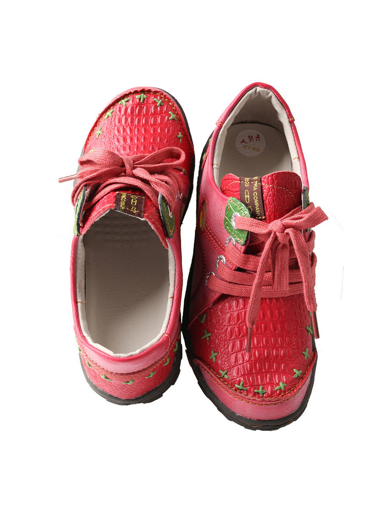 TMA EYES Vintage Flats  Crocodile Embossed PU Leather Slip-On Non-Slip Sole