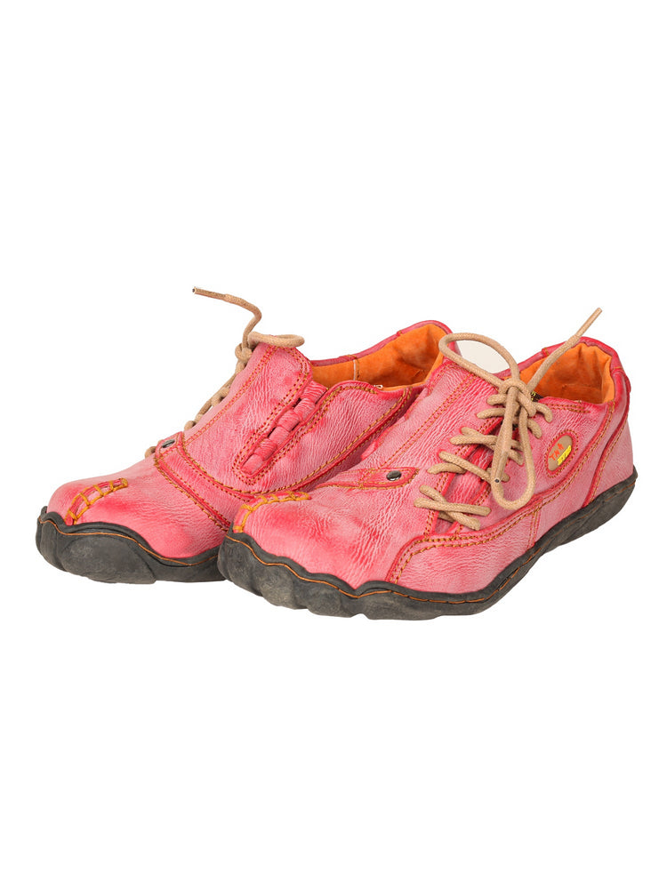 TMA EYES Five Finger Sole Leather Casual Shoes Women's Side Lace-Up