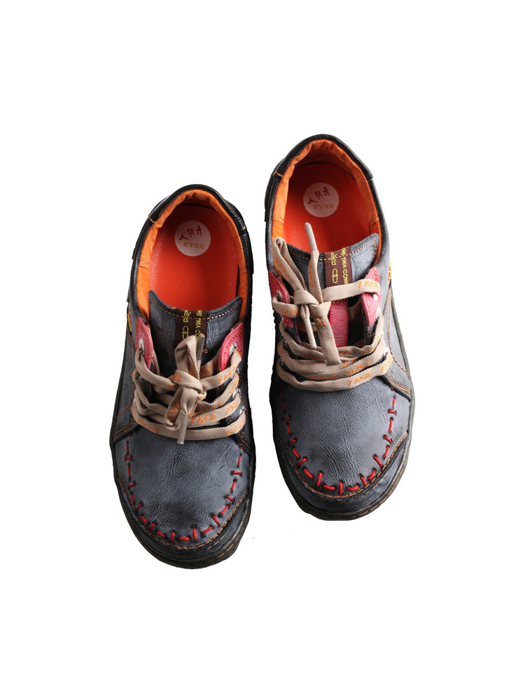 TMA EYES Women's Leather Sneakers Hand Stitched Comfort Casual Footwear