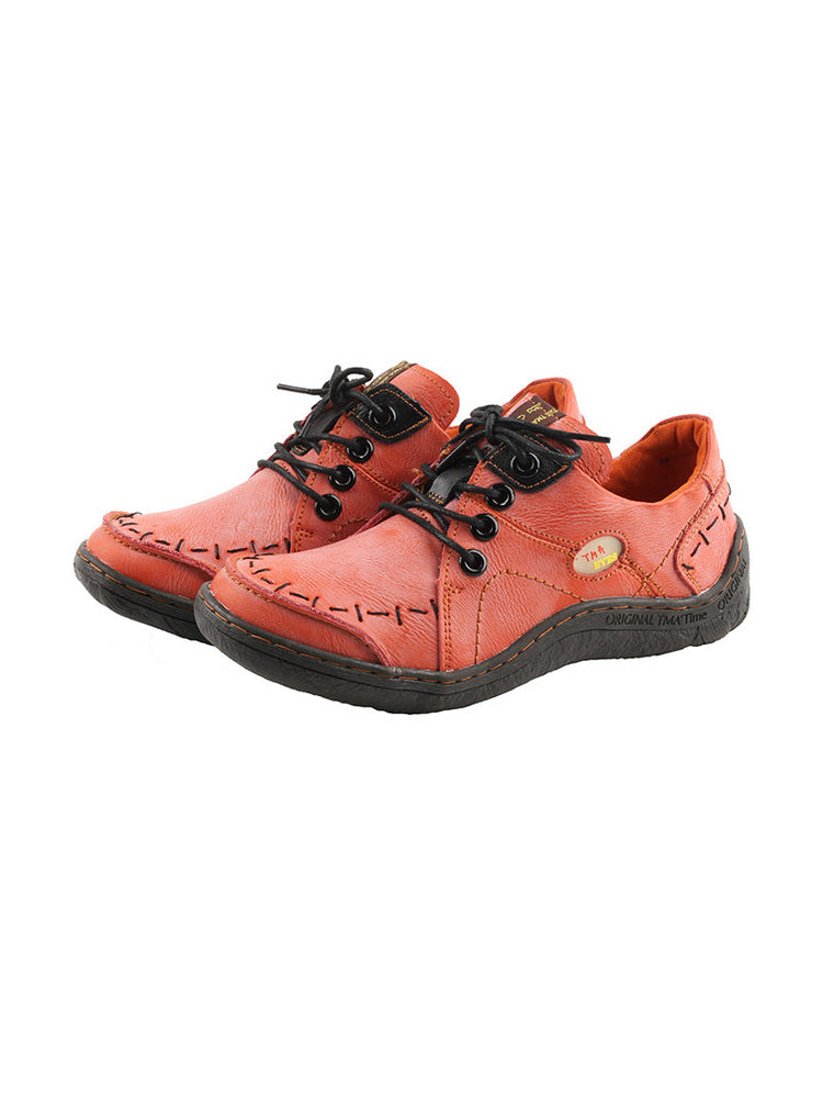 TMA EYES Women's Leather Sneakers Hand Stitched Comfort Casual Footwear