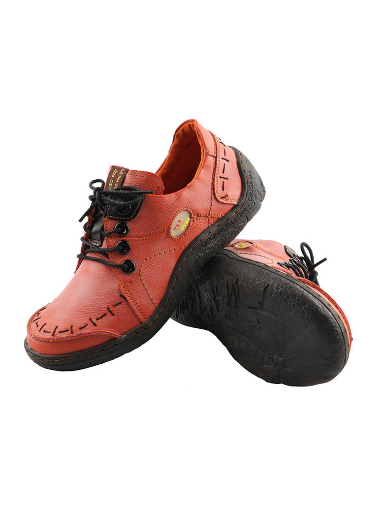 TMA EYES Women's Leather Sneakers Hand Stitched Comfort Casual Footwear