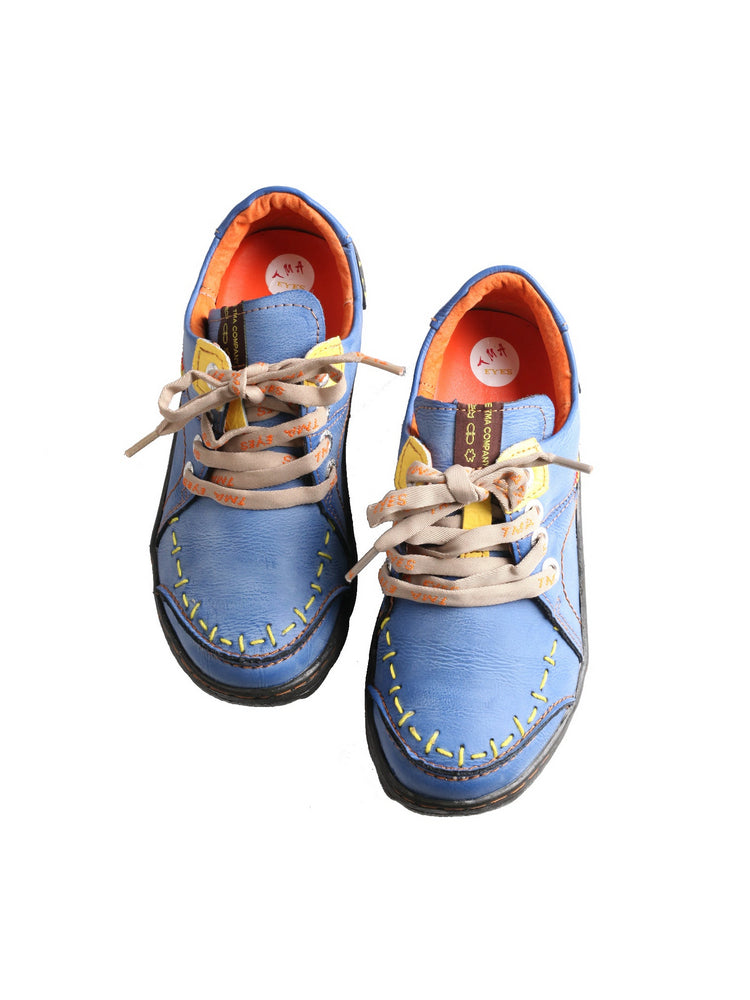 TMA EYES Women's Leather Sneakers Hand Stitched Comfort Casual Footwear
