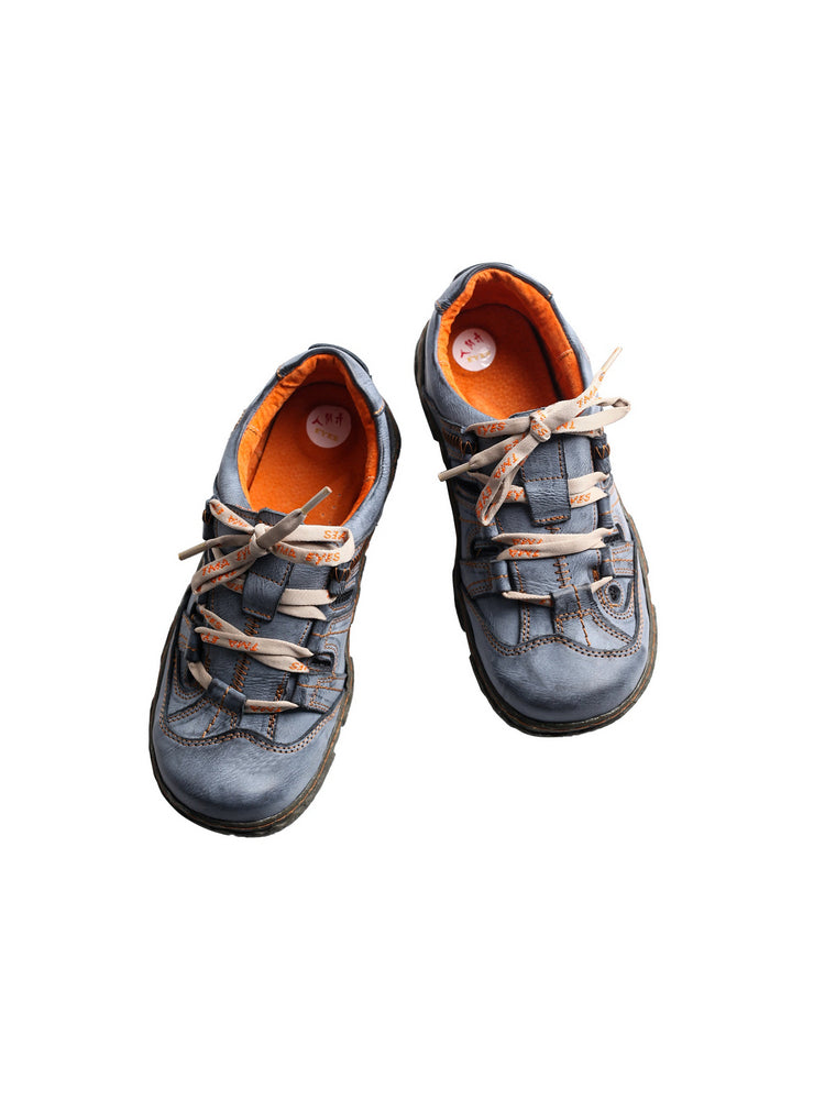 TMA EYES Women's Breathable Mesh Sneakers  Leather Lace-up Casual Shoes