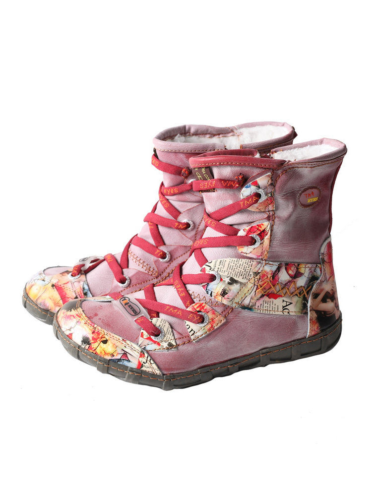 TMA EYES Camo Duck Boots for Women Short Fashion PU Leather Rain Boot