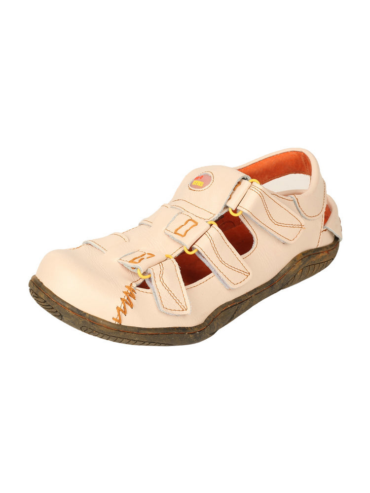 TMA EYES Women's Leather Sandals   Closed-Toe Hook & Loop Summer Comfort