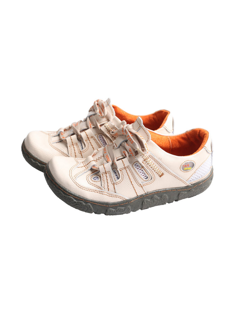 TMA EYES Women's Breathable Mesh Sneakers  Leather Lace-up Casual Shoes