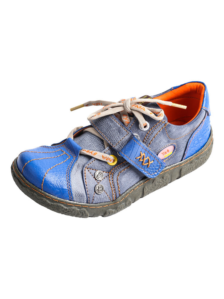 TMA EYES Hand Stitched Flats Plus Size  Leather & Washed PU Comfort Shoe