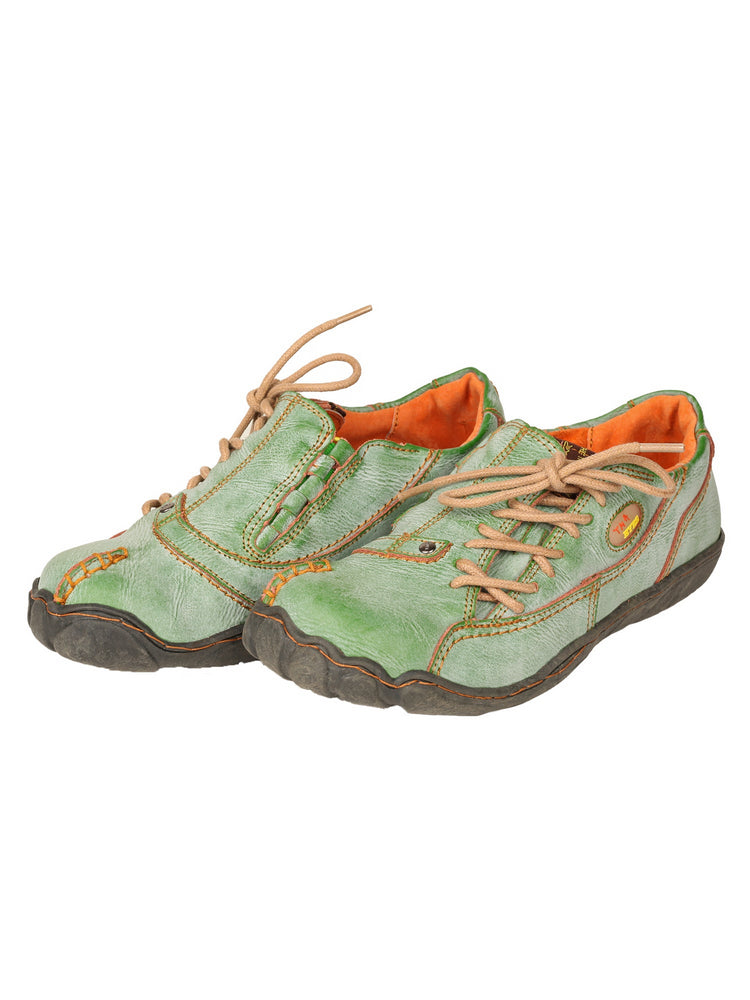 TMA EYES Five Finger Sole Leather Casual Shoes Women's Side Lace-Up