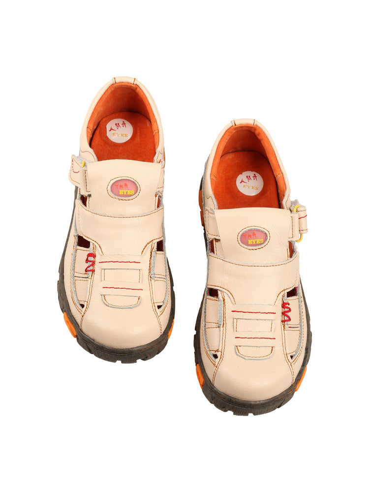 TMA EYES Hand Stitched Leather Casual Shoes  Hollow Breathable Hook & Loop