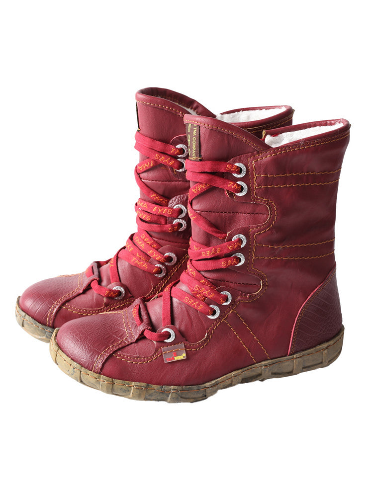 TMA EYES Women's Snake-Embossed Short Boot Faux Fur Lined Leather & PU