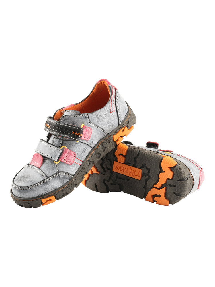 TMA EYES Women's Leather Walking Shoes   Hook & Loop Comfort Casual Flats