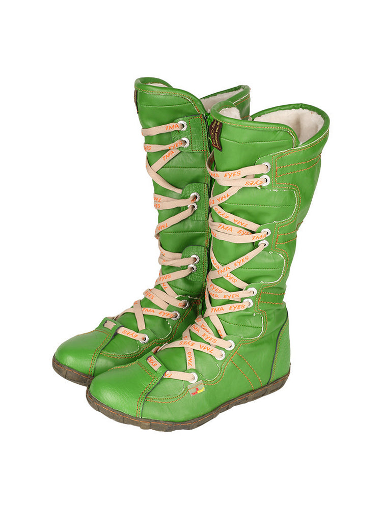 TMA EYES Snake-Embossed Tall Boots  Leather & PU Upper Women's Fashion Boot