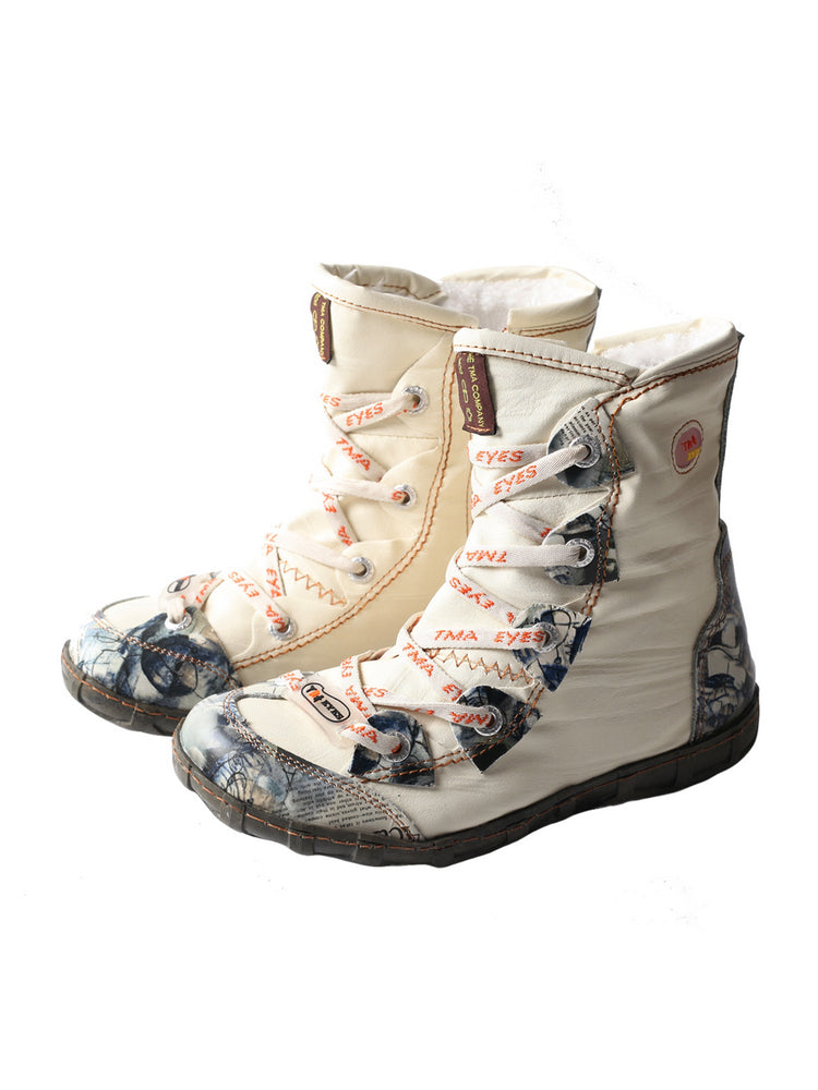 TMA EYES Camo Duck Boots for Women Short Fashion PU Leather Rain Boot
