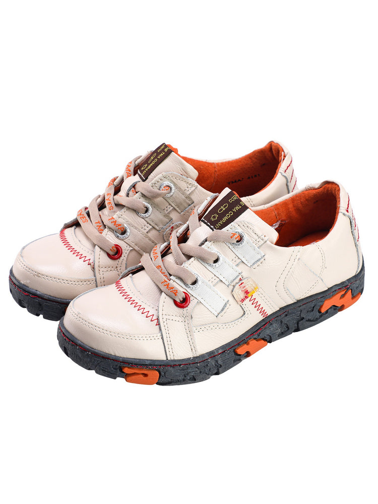 TMA EYES Genuine Leather Sneakers for Women  Flat Fashion Outdoor Shoes