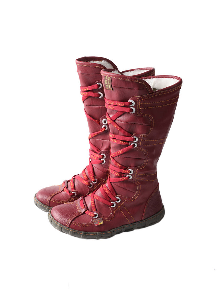 TMA EYES Snake-Embossed Tall Boots  Leather & PU Upper Women's Fashion Boot