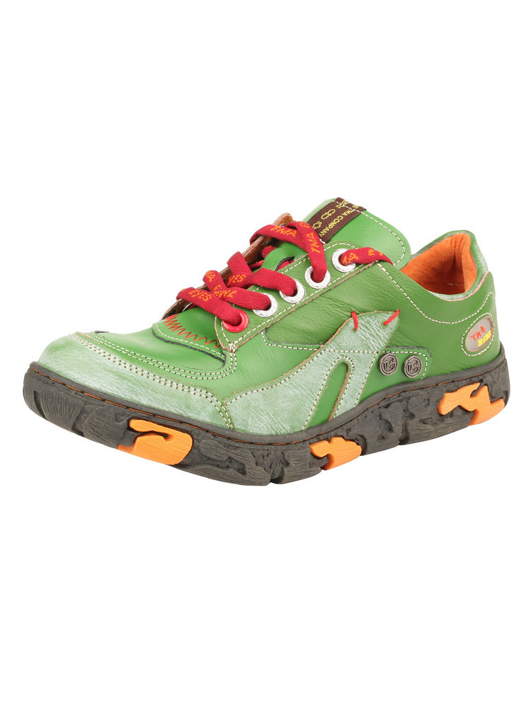 TMA EYES Women's Leather Patchwork Casual Shoes   Lace-up Fashion Sneaker