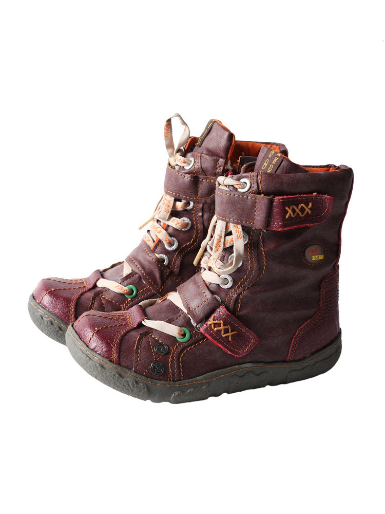 TMA EYES Women's Faux Fur Lined Boots Double-Strap Washed PU Leather