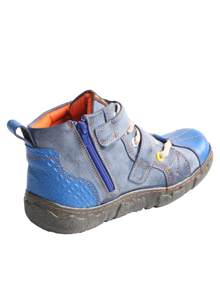 TMA EYES Two-Tone Ankle Boots for Women   Colorblock PU Leather Fashion