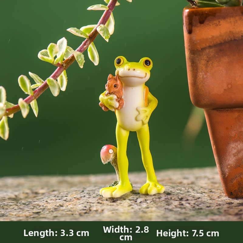 Miniature Frog Figurines Fairy Garden Decor Sleeping & Pipa Playing Toad Statue