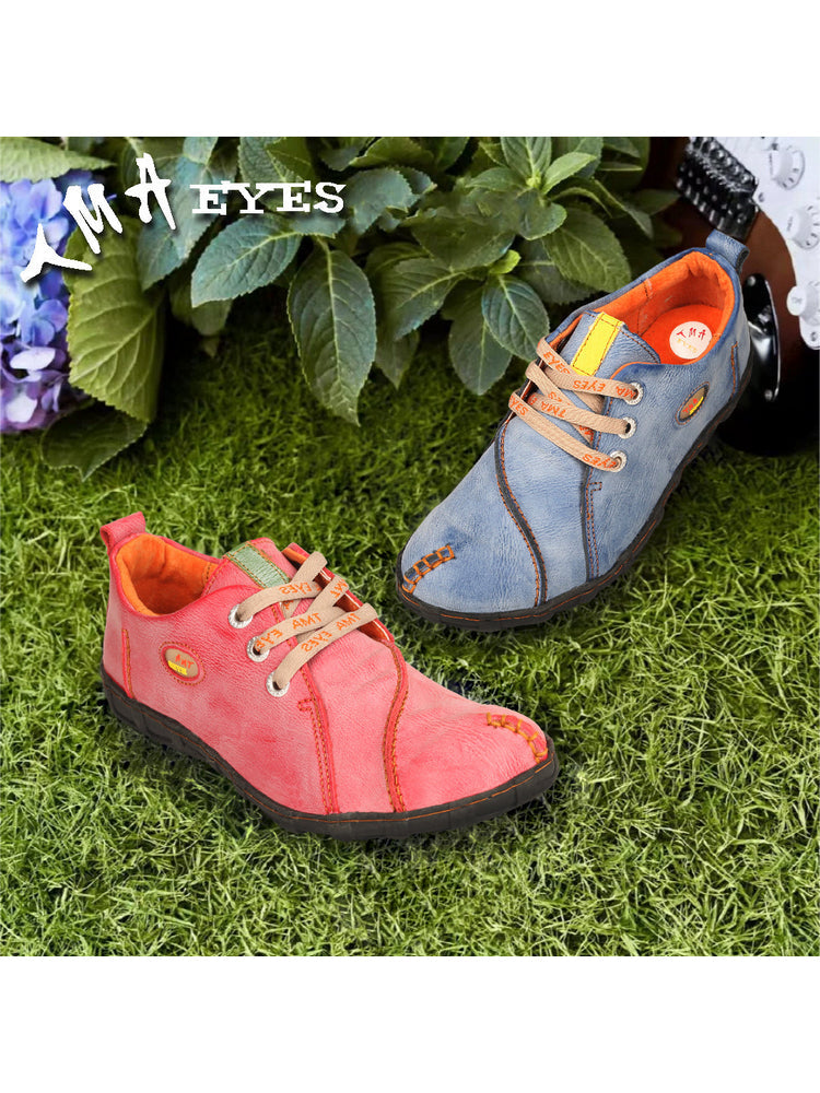 TMA EYES Handstitched Leather Walking Shoes  Women's Travel Work Sneakers