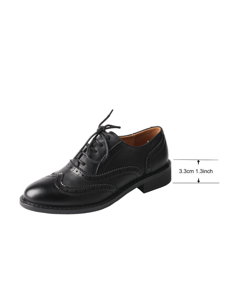 TMA EYES Baroque Oxford Shoes  Retro Carved Leather Lace-Up British Style