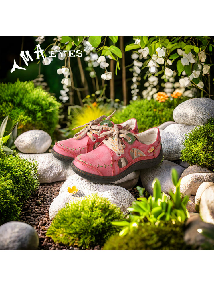 TMA EYES Hand-Stitched Casual Sneakers  Side Hollow Design Women's