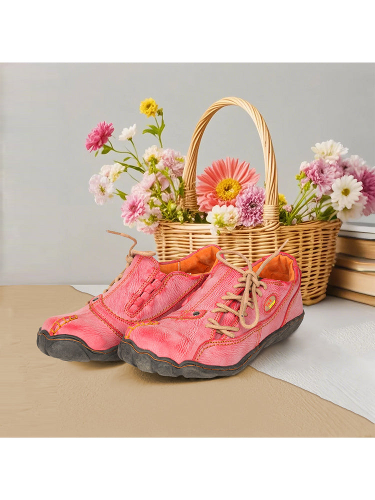 TMA EYES Five Finger Sole Leather Casual Shoes Women's Side Lace-Up