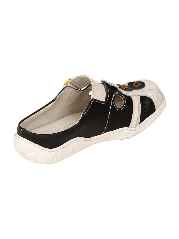 TMA EYES Hand-Stitched Color-Block Sandals   Hollow Velcro Slip-On Women's