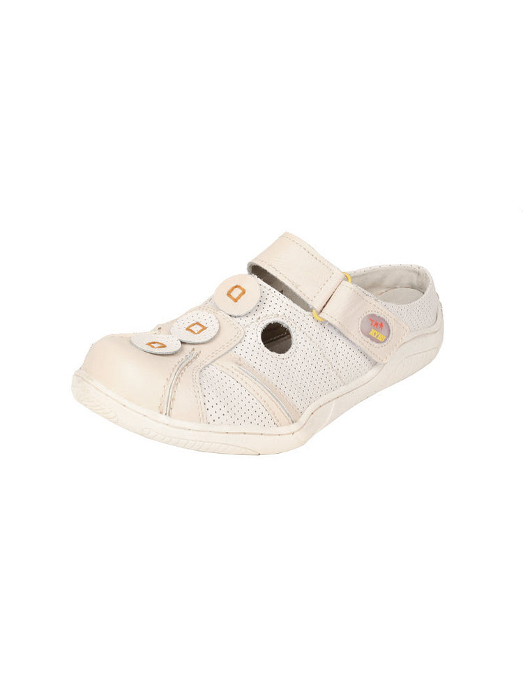 TMA EYES Hand-Stitched Color-Block Sandals   Hollow Velcro Slip-On Women's