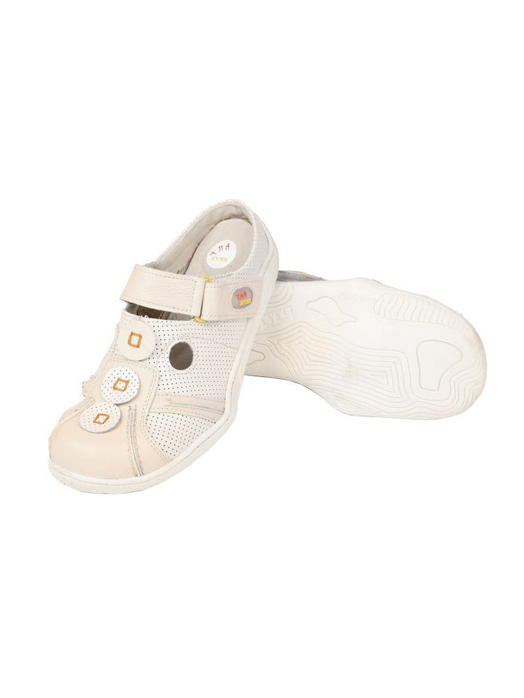 TMA EYES Hand-Stitched Color-Block Sandals   Hollow Velcro Slip-On Women's