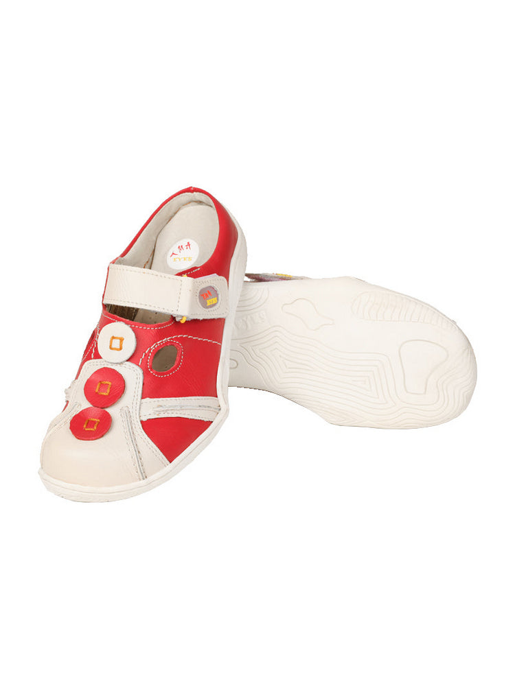 TMA EYES Hand-Stitched Color-Block Sandals   Hollow Velcro Slip-On Women's